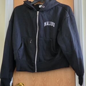 Faded Rose Black Malibu Zip-Up Hoodie Medium